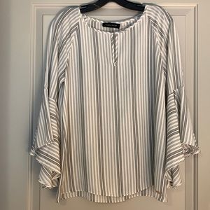 Black and white striped blouse S bell sleeves